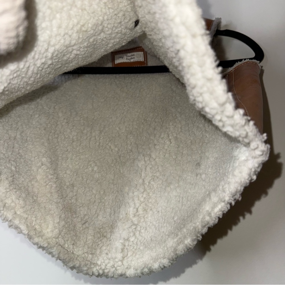 Genuine Leather Vintage 1960 Festival Cropped Sherpa Vest Shearling Lining - Picture 3 of 6